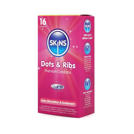 Skins Condoms Dots & Ribs 16 Pack - Save 25% - Fast Shipping - Sale United Kingdom Stoke-on-trent