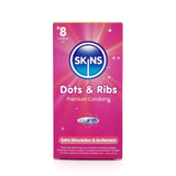 Skins Condoms Dots & Ribs 8 Pack - Save 20% - Fast Shipping - Sale United Kingdom Stoke-on-trent
