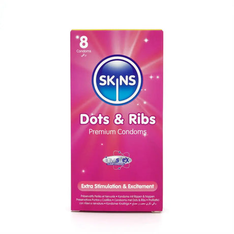 Skins Condoms Dots & Ribs 8 Pack - Save 20% - Fast Shipping - Sale United Kingdom Stoke-on-trent