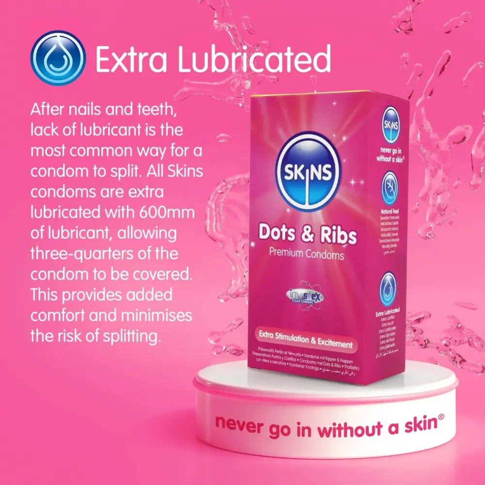 Skins Condoms Dots & Ribs 8 Pack - Save 20% - Fast Shipping - Sale United Kingdom Stoke-on-trent