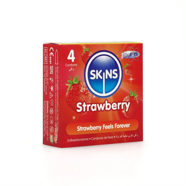 Skins Condoms Strawberry 4 Pack - Save 20% - Fast Shipping - Sale United Kingdom Stoke-on-trent