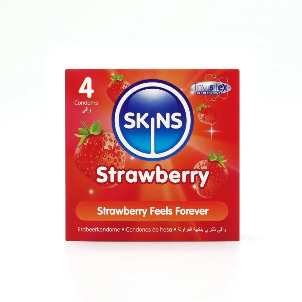Skins Condoms Strawberry 4 Pack - Save 20% - Fast Shipping - Sale United Kingdom Stoke-on-trent