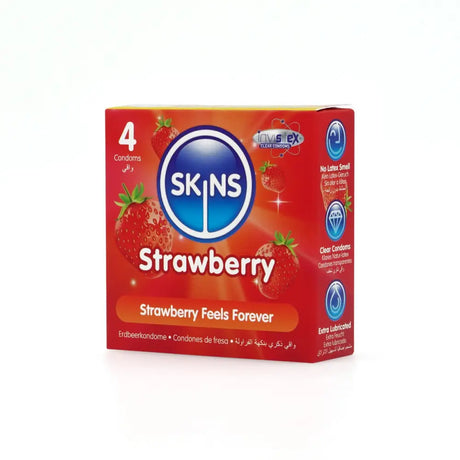 Skins Condoms Strawberry 4 Pack - Save 35% - Fast Shipping - Sale United Kingdom Stoke-on-trent