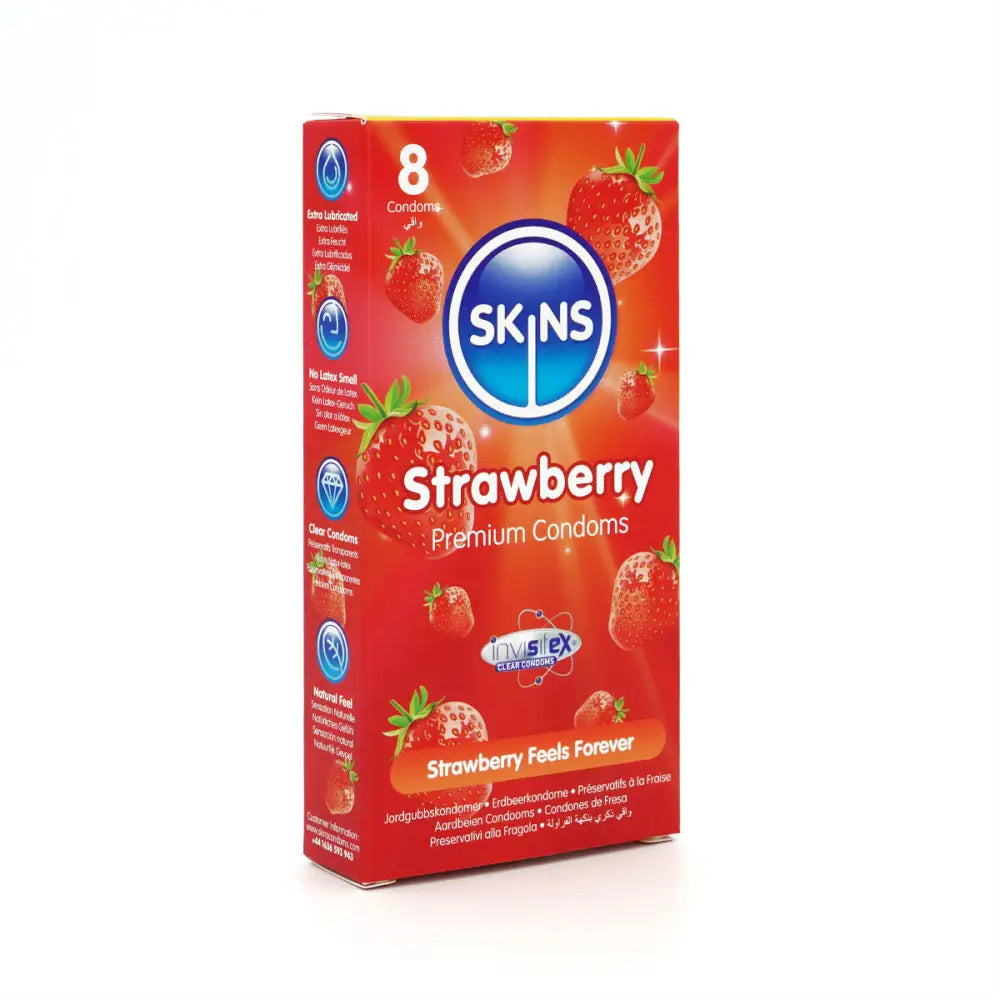 Skins Condoms Strawberry 8 Pack - Save 20% - Fast Shipping - Sale United Kingdom Stoke-on-trent