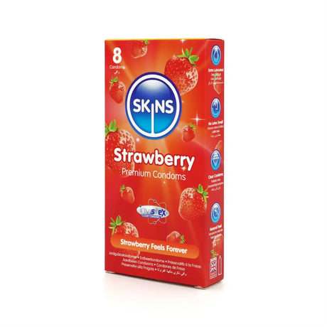 Skins Condoms Strawberry 8 Pack - Save 20% - Fast Shipping - Sale United Kingdom Stoke-on-trent