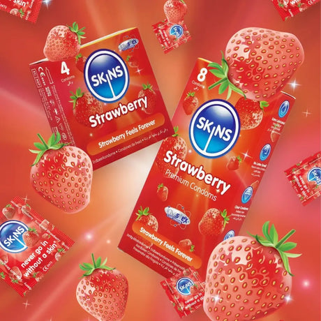 Skins Condoms Strawberry 8 Pack - Save 20% - Fast Shipping - Sale United Kingdom Stoke-on-trent