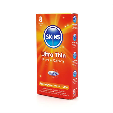 Skins Condoms Ultra Thin 8 Pack - Save 20% - Fast Shipping - Sale United Kingdom Stoke-on-trent