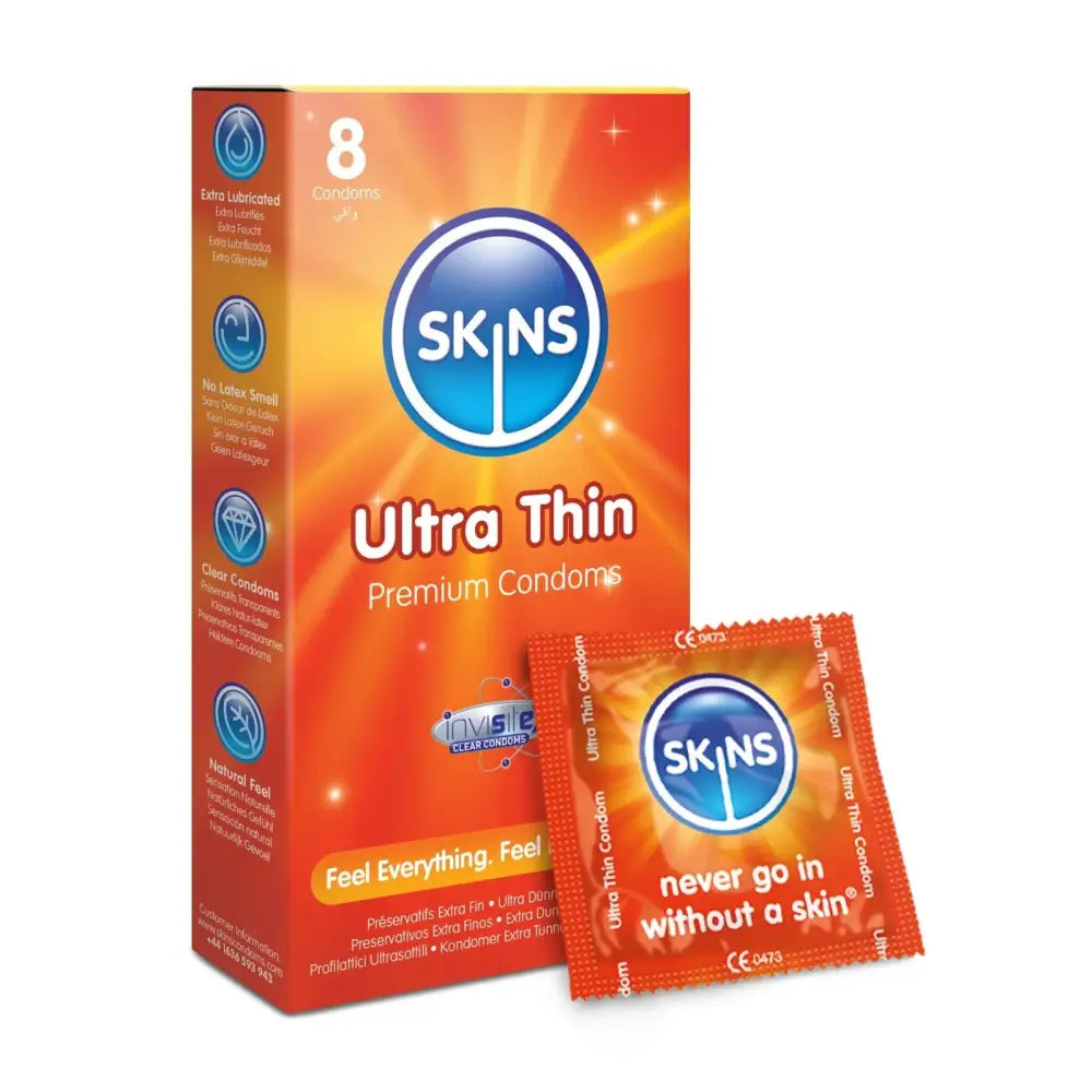 Skins Condoms Ultra Thin 8 Pack - Save 20% - Fast Shipping - Sale United Kingdom Stoke-on-trent