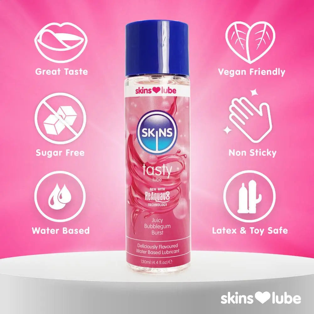 Skins Juicy Bubblegum Blast Waterbased Lubricant 130ml - Save 25% - Fast Shipping - Sale United Kingdom Stoke-on-trent
