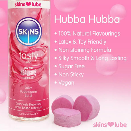 Skins Juicy Bubblegum Blast Waterbased Lubricant 130ml - Save 25% - Fast Shipping - Sale United Kingdom Stoke-on-trent