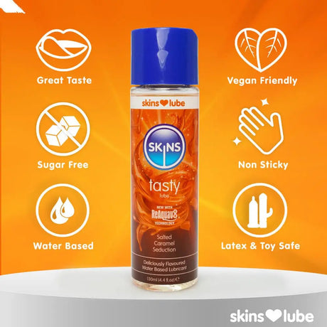 Skins Salted Caramel Seduction Waterbased Lubricant 130ml - Save 25% - Fast - Sale United Kingdom Stoke-on-trent