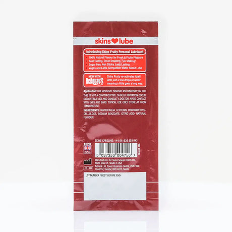 Skins Strawberry Water Based Lubricant - 5ml Foil - Save 25% - Fast Shipping - Sale United Kingdom Stoke-on-trent