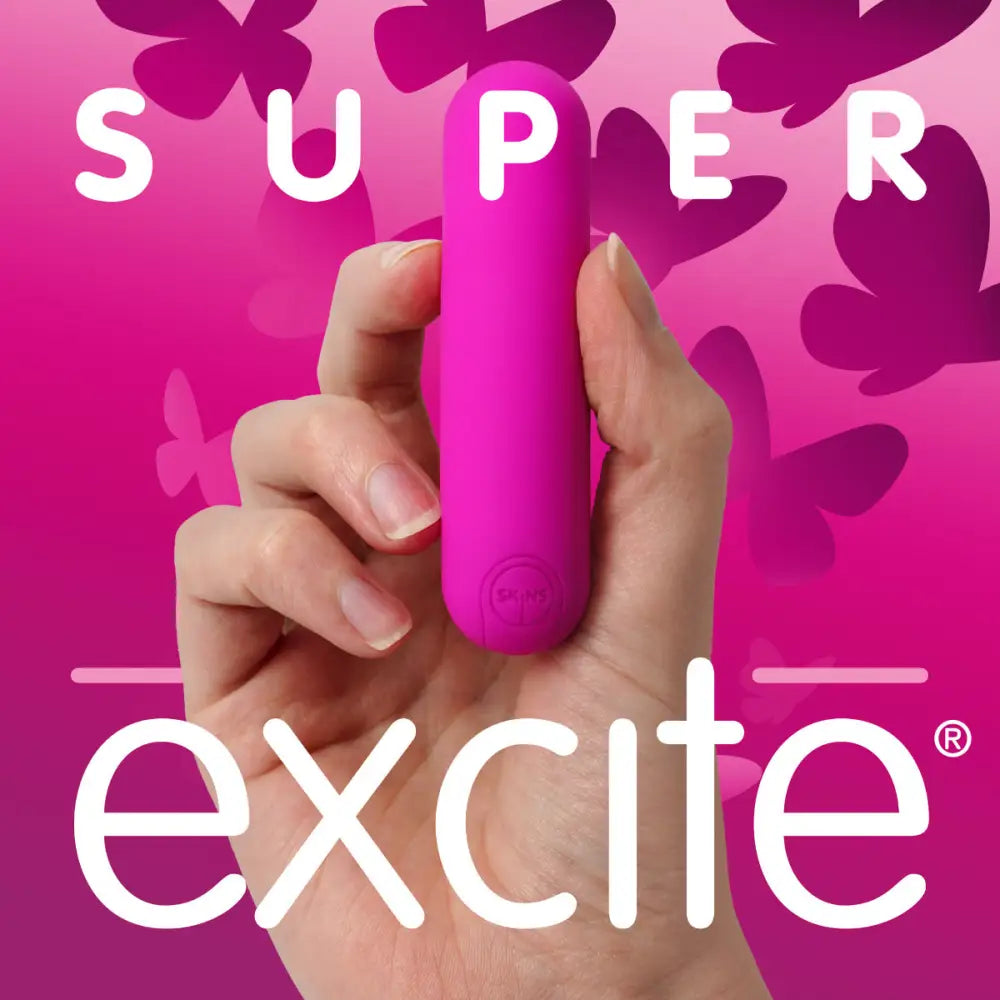 Skins Super Excite Rechargeable Pink Bullet - 10 Functions - Save 10% - Fast - Vibrator United Kingdom Stoke-on-trent