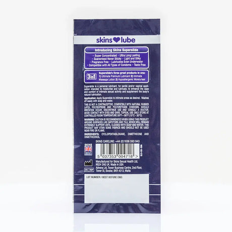 Skins Super Slide Silicone Lubricant - 5ml Foil - Save 25% - Fast Shipping - Sale United Kingdom Stoke-on-trent