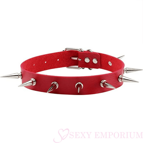 Spiked Choker - Red