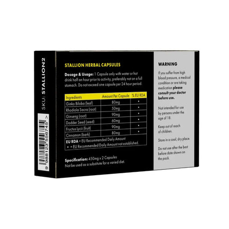 Stallion Herbal Supplement 2 Pack - Pack - Fast Shipping - Sex Essentials United Kingdom Stoke-on-trent