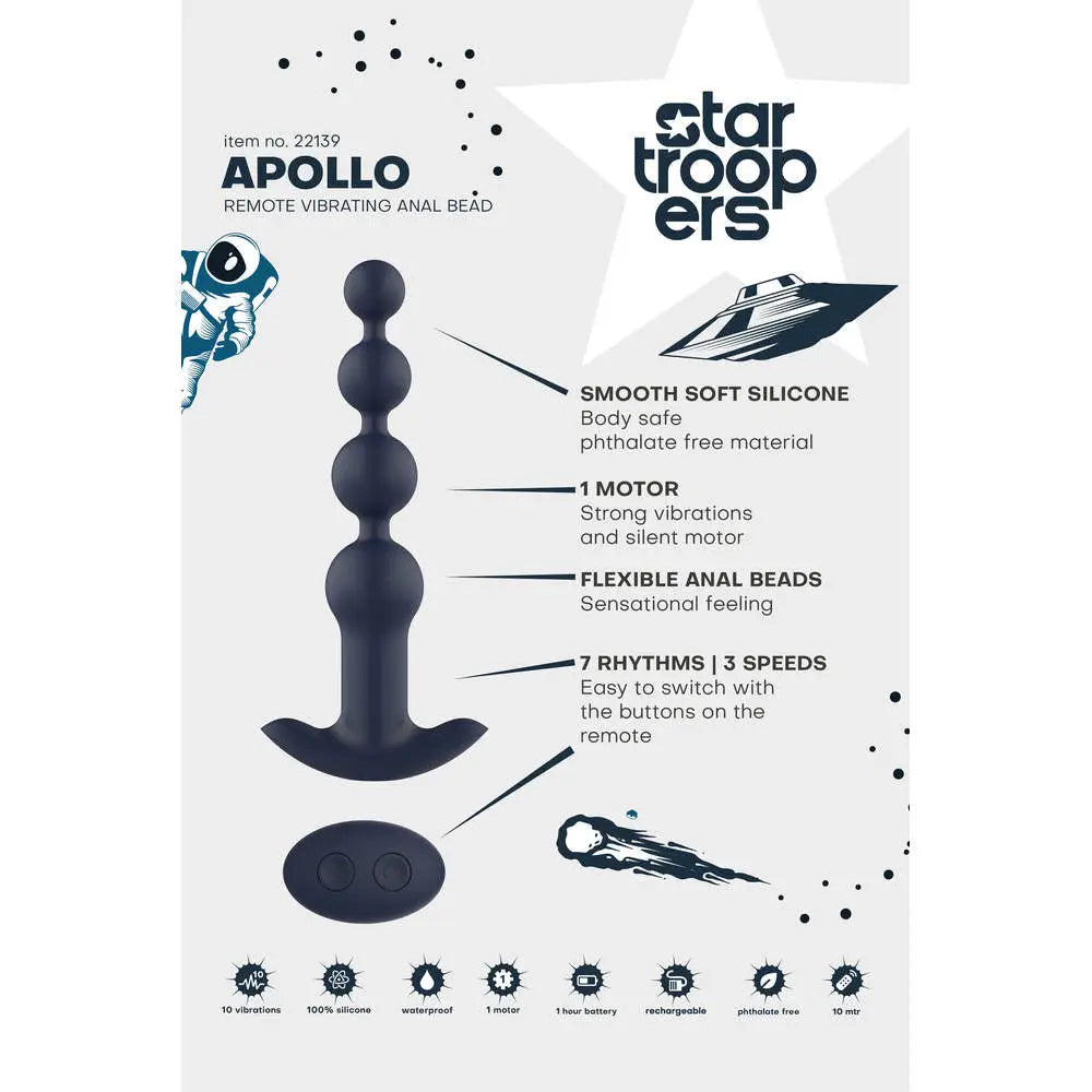 Startroopers Apollo Remote Vibrating Anal Beads - Save 20% - Fast - Sale United Kingdom Stoke-on-trent