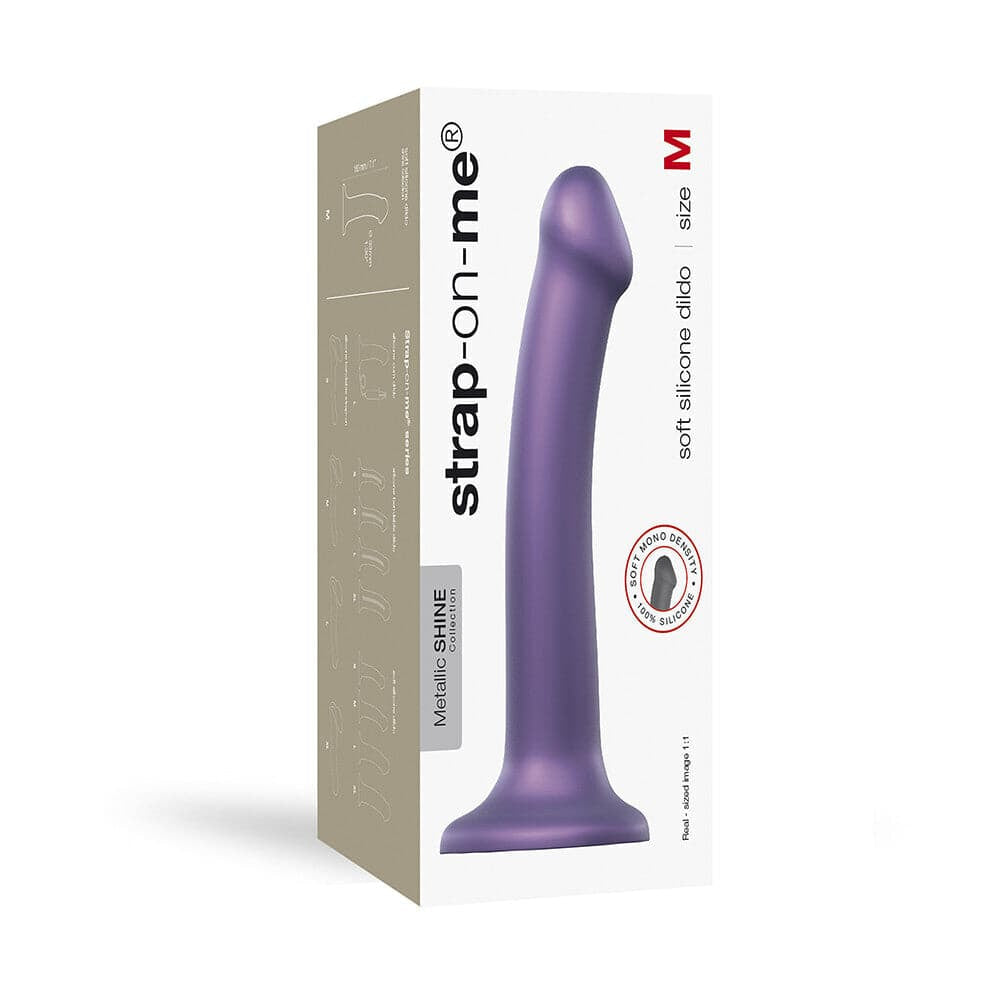 Curea pe mine densitate mono metalică strălucire dildo medie violet