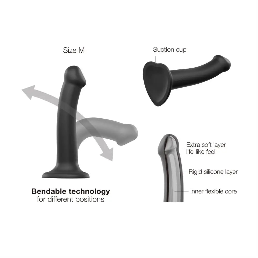 Strap on me - Semi-realistic Dual Density Bendable Dildo Black - m - Save 10% - on me - Semi-realistic - m - United Kingdom Stoke-on-trent