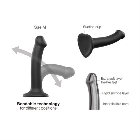 Strap on me - Semi-realistic Dual Density Bendable Dildo Black - m - Save 10% - on me - Semi-realistic - m - United Kingdom Stoke-on-trent