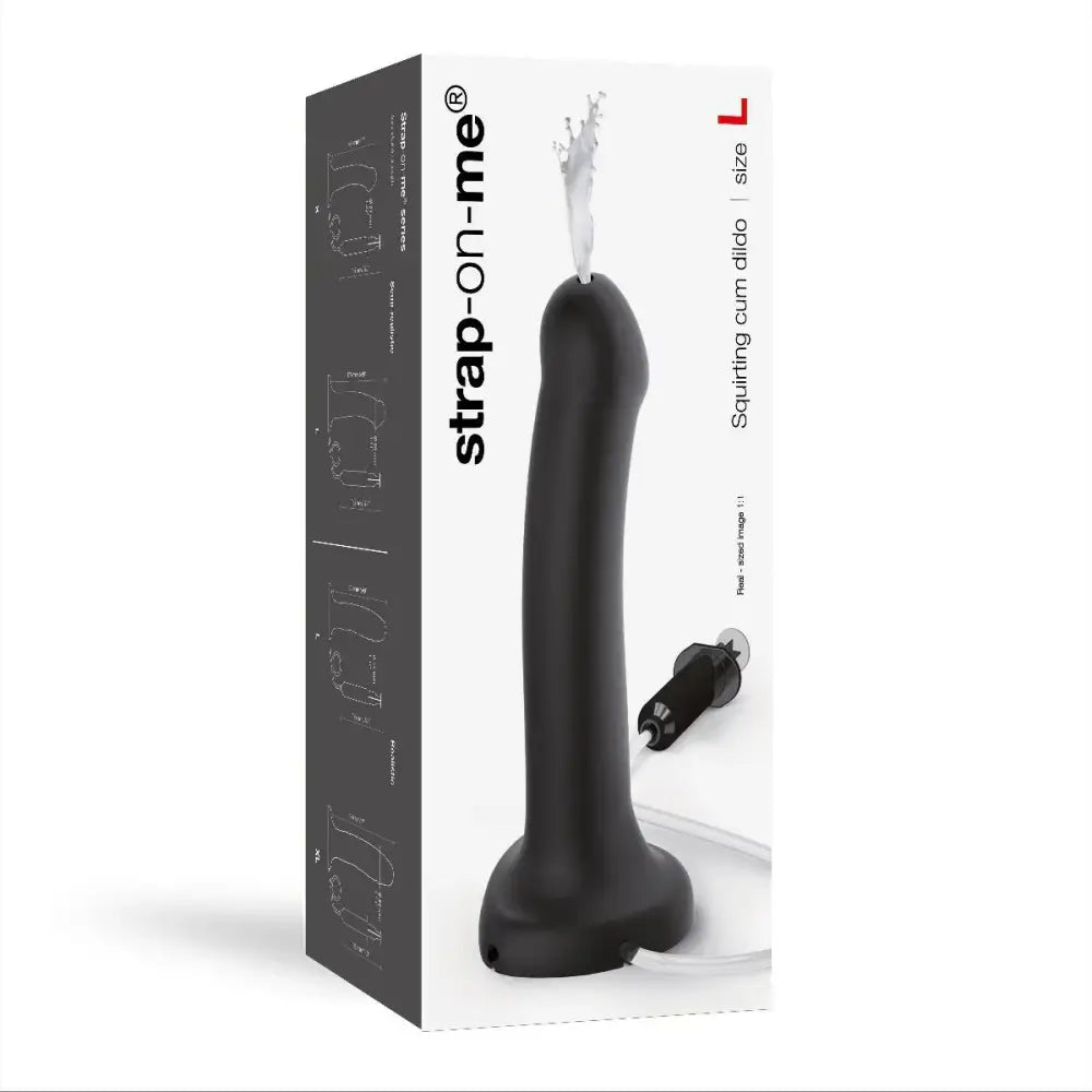 Strap on me Squirting Cum Dildo Semi-realistic Black - Save 10% - Large – Silicone Cumming - Dildos United Kingdom Stoke-on-trent
