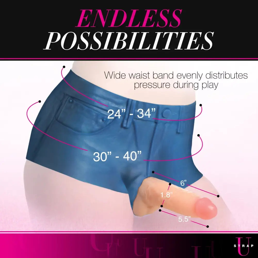 Strap u Booty Shorts 6’’ Dildo Silicone on Harness Large - u on - Fast - Strap-ons United Kingdom Stoke-on-trent