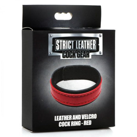 Strict Leather Cock Gear Velcro Cock Ring Red - Sex Toys