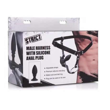 Strict Male Cock Ring Harness with Silicone Anal Plug - Sex Toys - Save 30% - with - Fast Shipping - Sale United Kingdom Stoke-on-trent