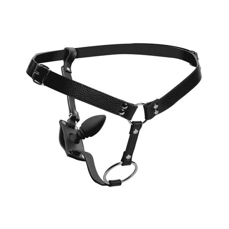 Strict Male Cock Ring Harness With Silicone Anal Plug - Sex