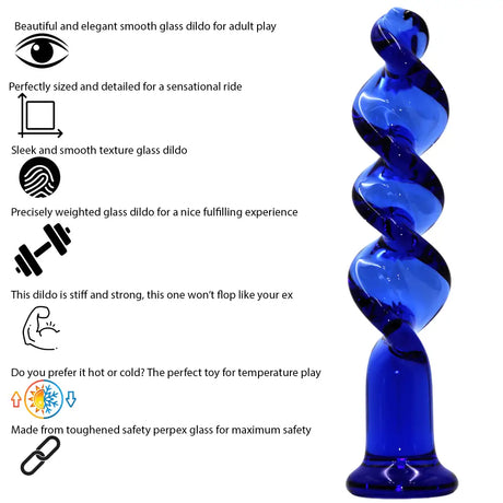 The Bolt - Blue Twisted Screw Glass Dildo - Dildos - Save 25% - Fast Shipping - United Kingdom Stoke-on-trent