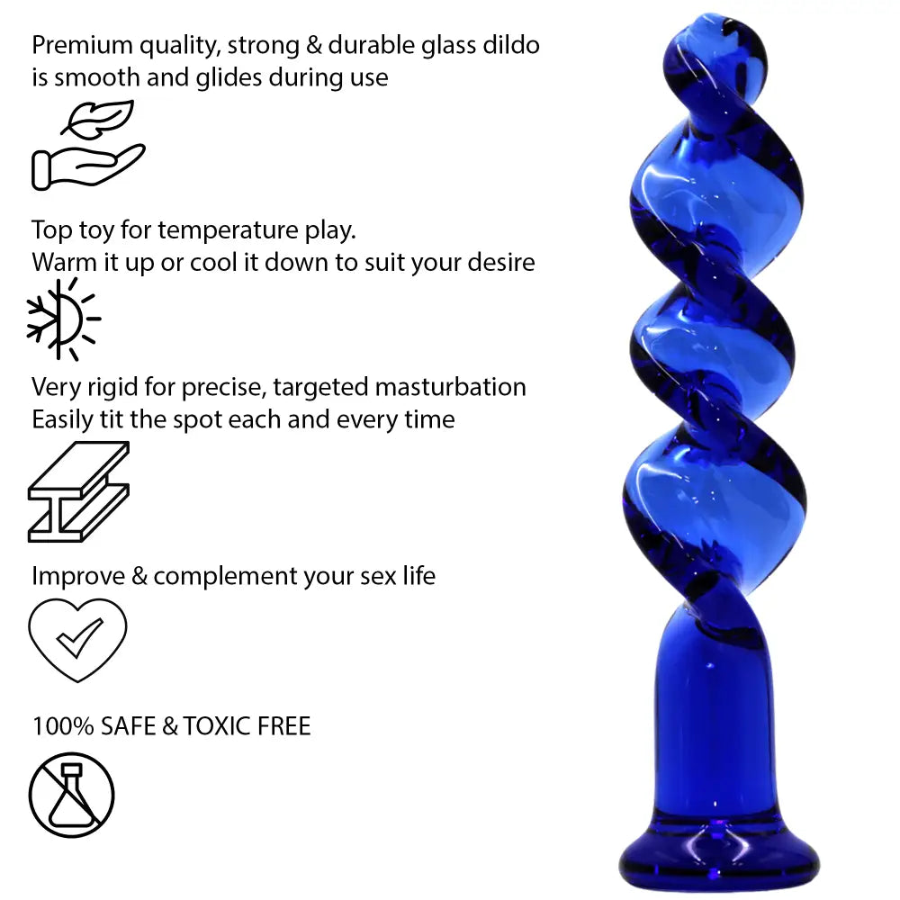 The Bolt - Blue Twisted Screw Glass Dildo - Dildos - Save 25% - Fast Shipping - United Kingdom Stoke-on-trent