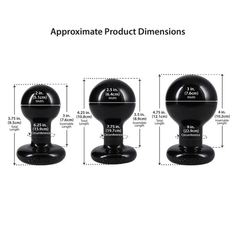 The Classic Round Butt Plug 3 Piece Set Black - Save 10% - Anal Dildos United Kingdom Stoke-on-trent