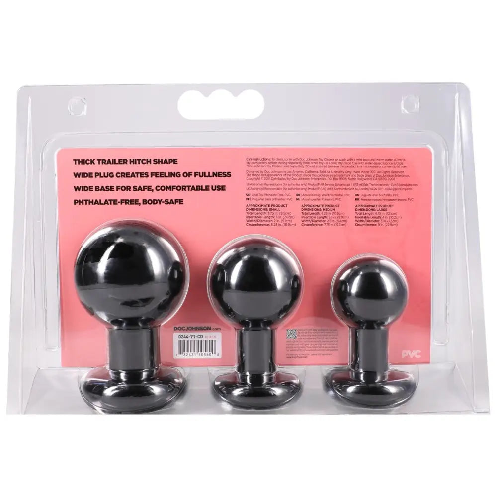The Classic Round Butt Plug 3 Piece Set Black - Save 10% - Anal Dildos United Kingdom Stoke-on-trent