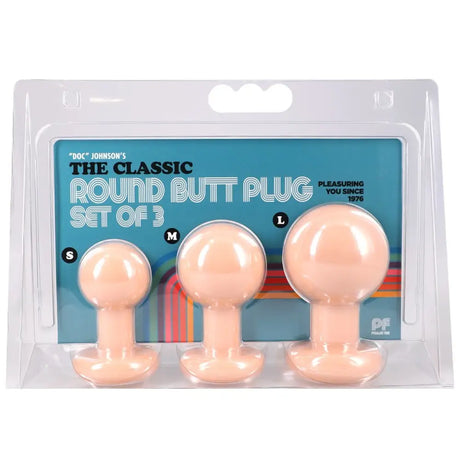 The Classic Round Butt Plug 3 Piece Set Vanilla - Save 10% - Anal Dildos United Kingdom Stoke-on-trent