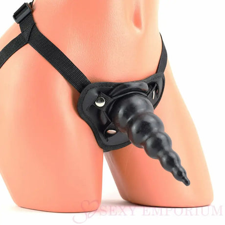 The Gaper 7 Inch Strap-on Dildo and Harness in Black - Save 25% - Strap-on - Fast Shipping - Anal Dildos United Kingdom Stoke-on-trent