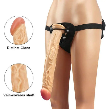 The Impaler 13 Inch Strap-on Dildo in Flesh with Black Back-supported Harness - Save 25% - Strap-on Back-supported - Sale United Kingdom