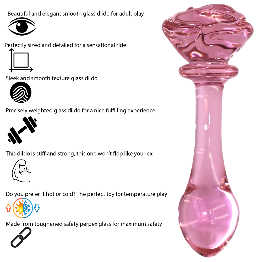 The Rose Glass Dildo Butt Plug - Sex Toy - Save 25%