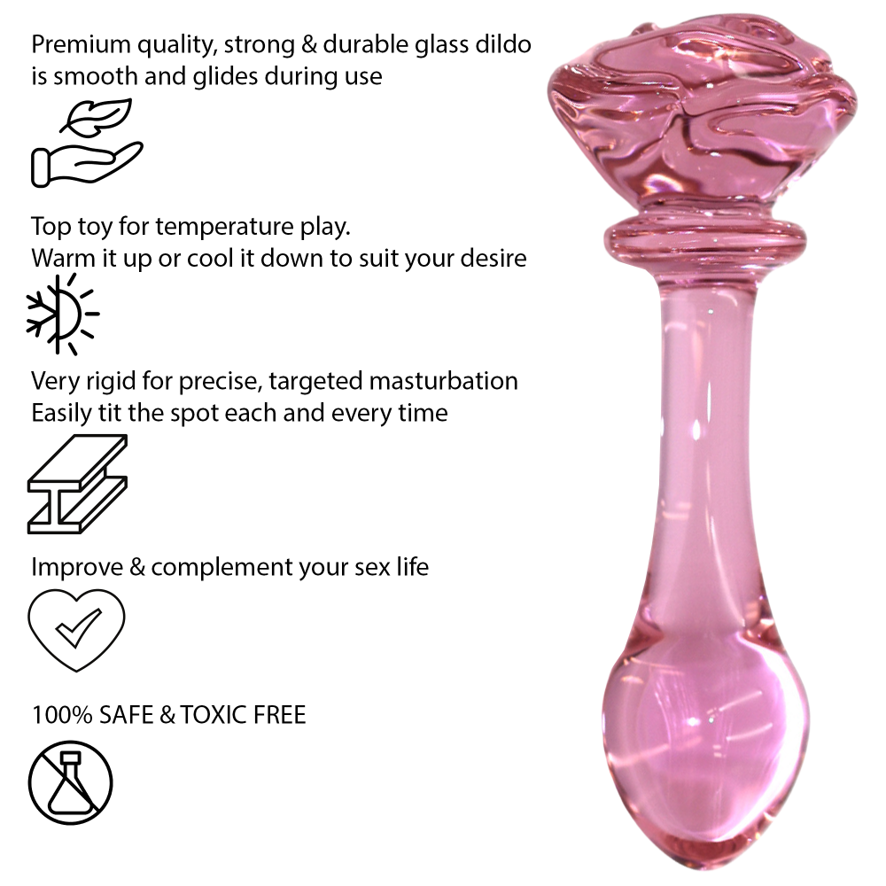 The Rose Glass Dildo Butt Plug - Sex Toy - Save 25%