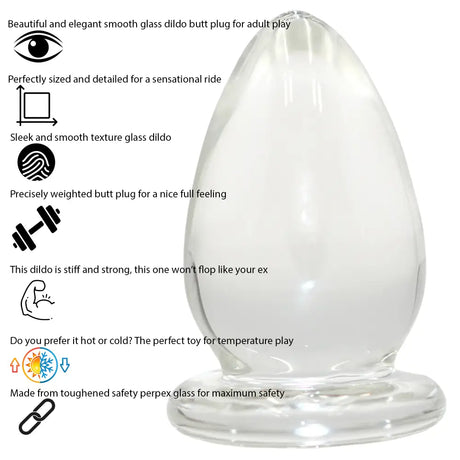 Thick Chode Glass Butt Plug - Sex Toy - Save 25% - Fast Shipping - Anal Dildos United Kingdom Stoke-on-trent