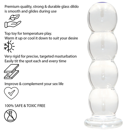 Thick Ribbed Bubble Glass Anal Dildo - Dildos - Save 25%