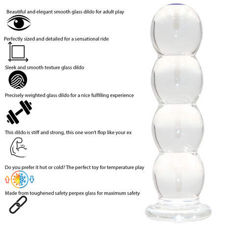 Thick Ribbed Bubble Glass Anal Dildo - Dildos - Save 25%