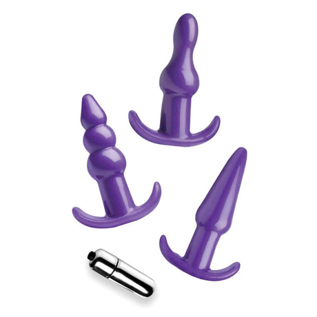 Thrill Trio Purple Anal Plug Set With Vibrator