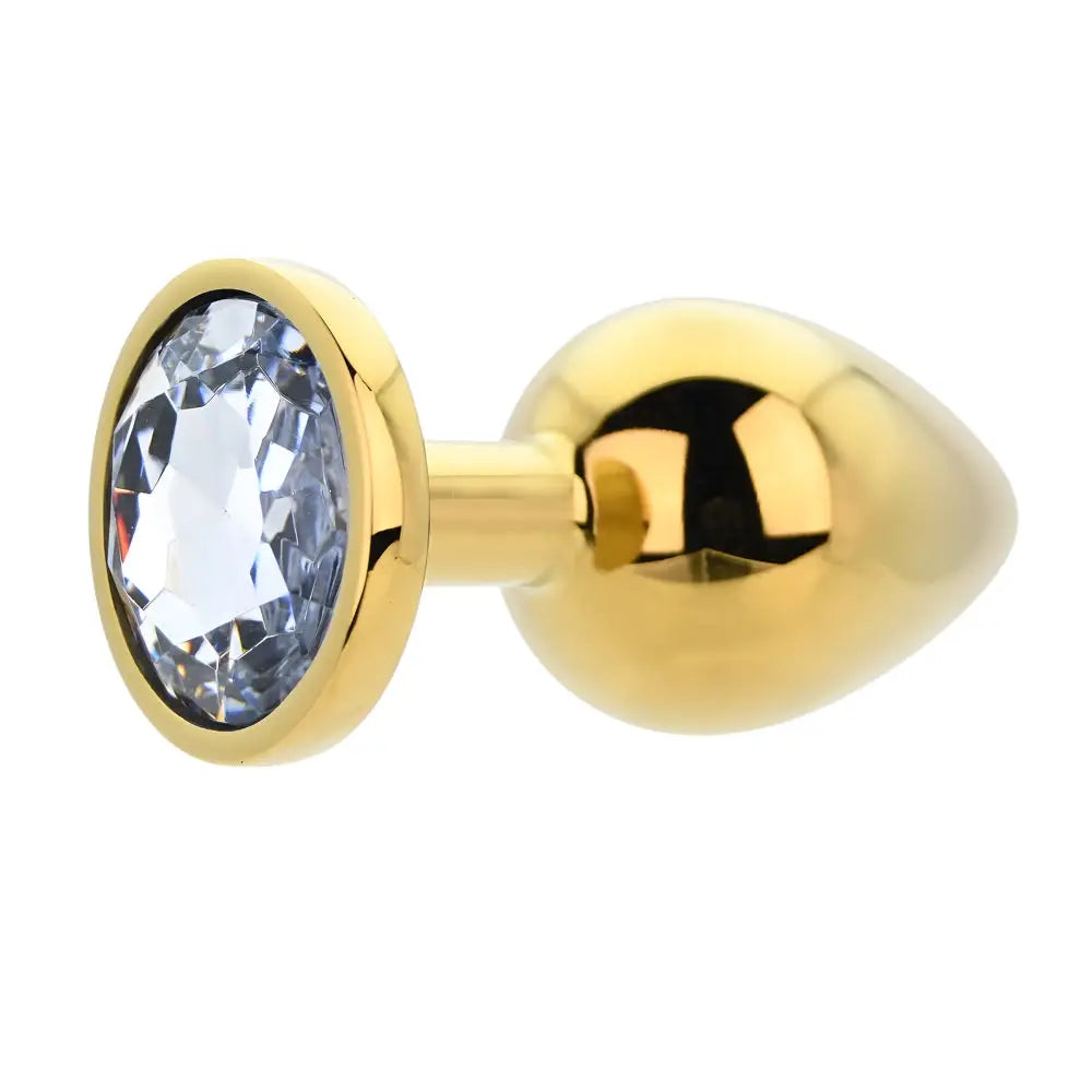 Toosh Gold Metal Butt Plug Large Clear Stone - Save 10% - Sale United Kingdom Stoke-on-trent