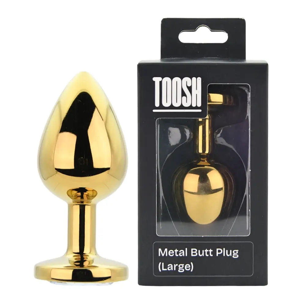 Toosh Gold Metal Butt Plug Large Clear Stone - Save 10% - Sale United Kingdom Stoke-on-trent