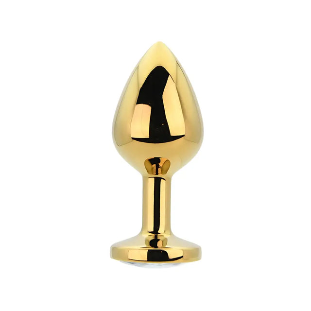 Toosh Gold Metal Butt Plug Medium Clear Stone - Save 10% - Sale United Kingdom Stoke-on-trent