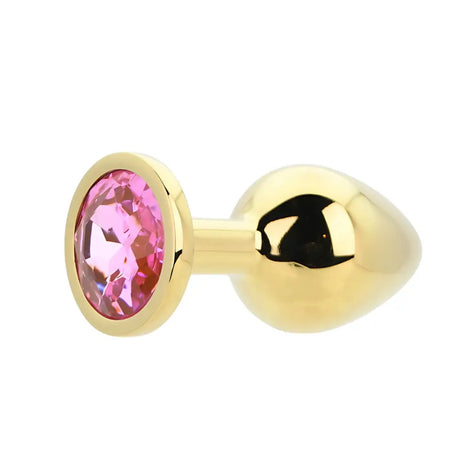 Toosh Gold Metal Butt Plug Medium Pink Stone - Save 10% - Sale United Kingdom Stoke-on-trent