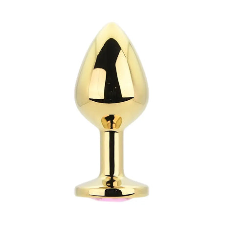 Toosh Gold Metal Butt Plug Medium Pink Stone - Save 10% - Sale United Kingdom Stoke-on-trent