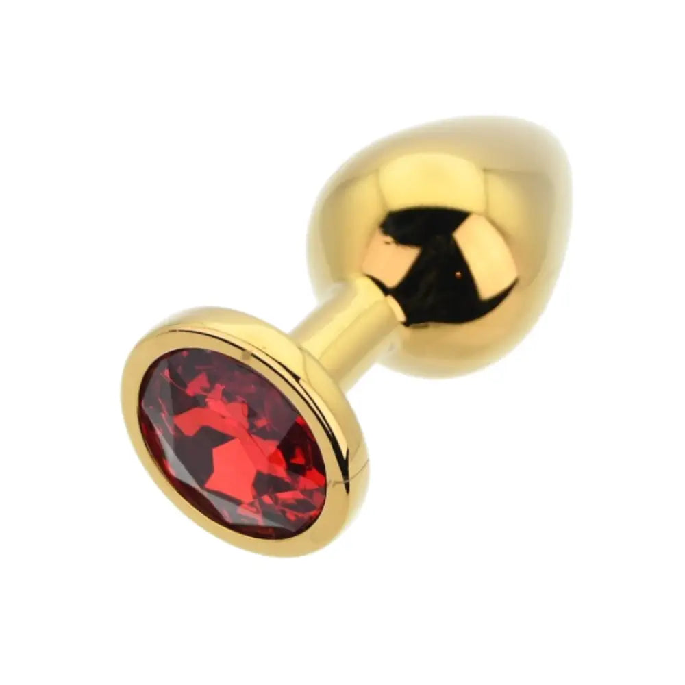 Toosh Gold Metal Butt Plug Medium Red Stone - Save 10% - Sale United Kingdom Stoke-on-trent
