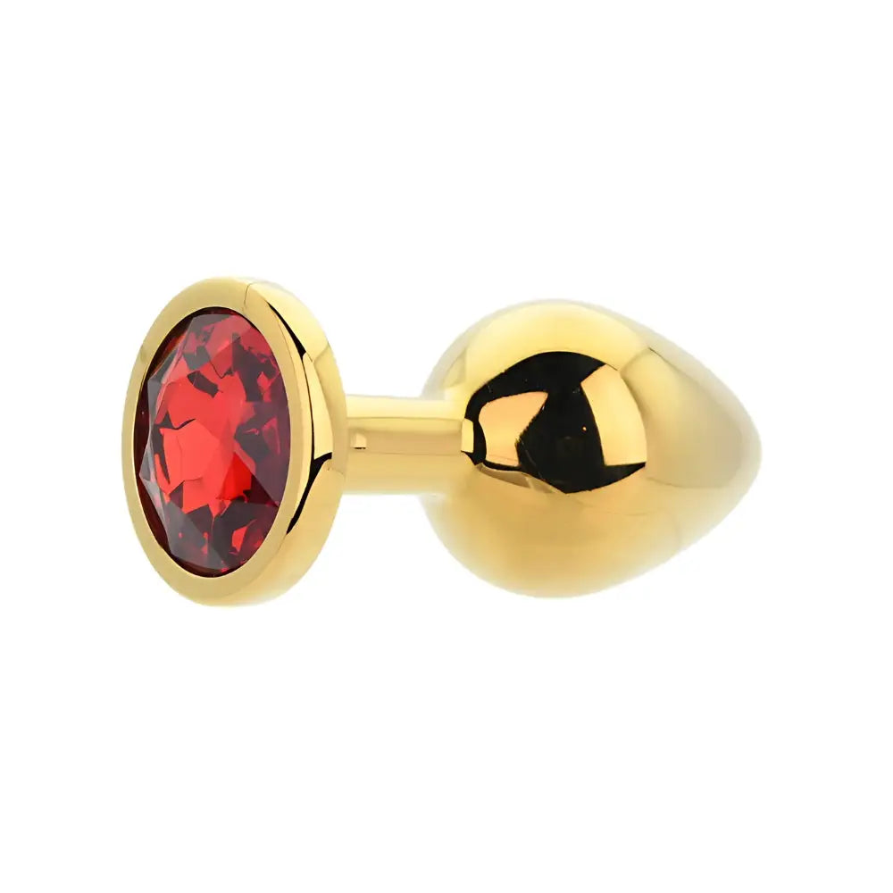 Toosh Gold Metal Butt Plug Medium Red Stone - Save 10% - Sale United Kingdom Stoke-on-trent
