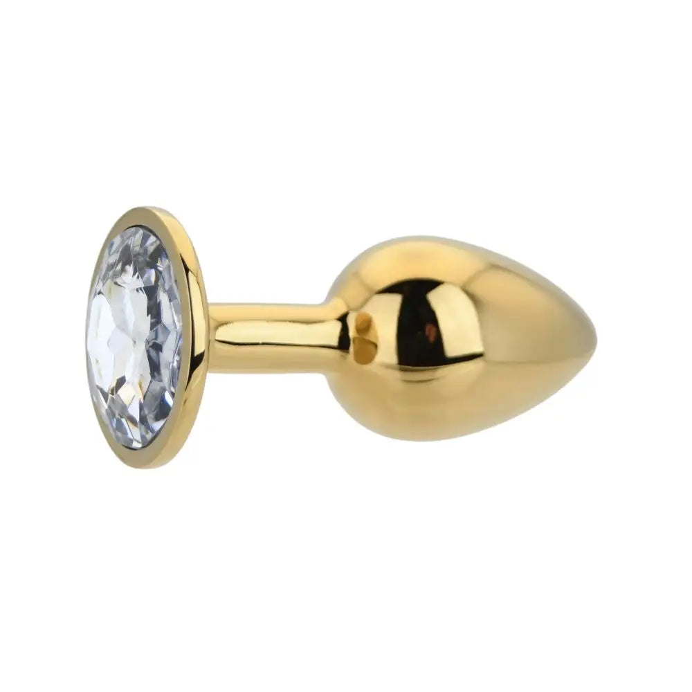 Toosh Gold Metal Butt Plug Small Clear Stone - Save 10% - Sale United Kingdom Stoke-on-trent